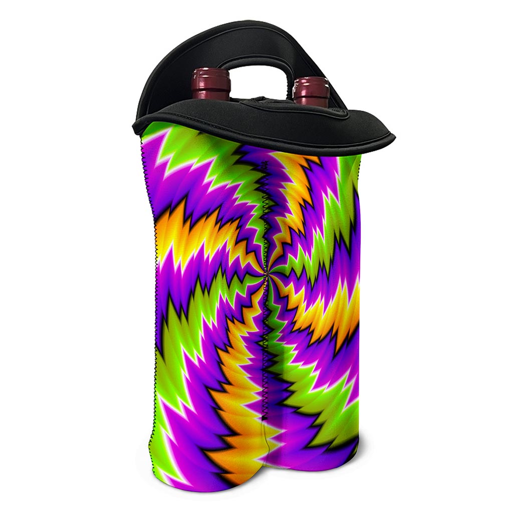 Dizzy Vortex Moving Optical Illusion Double Neoprene Wine Tote
