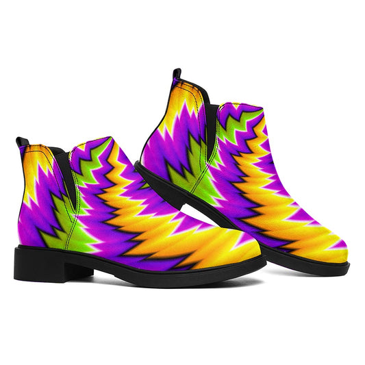 Dizzy Vortex Moving Optical Illusion Flat Ankle Boots