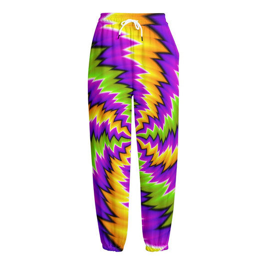 Dizzy Vortex Moving Optical Illusion Fleece Lined Knit Pants