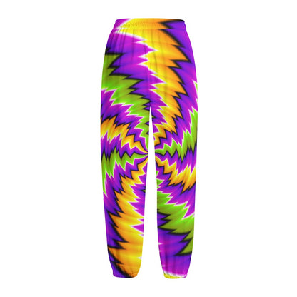 Dizzy Vortex Moving Optical Illusion Fleece Lined Knit Pants