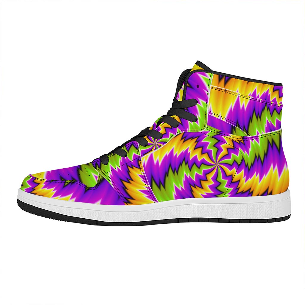 Dizzy Vortex Moving Optical Illusion High Top Leather Sneakers