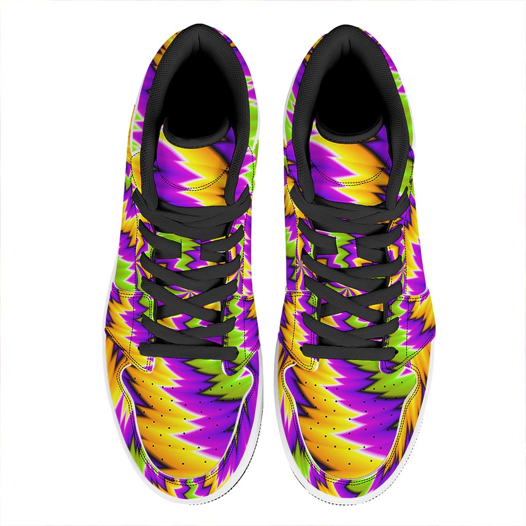 Dizzy Vortex Moving Optical Illusion High Top Leather Sneakers