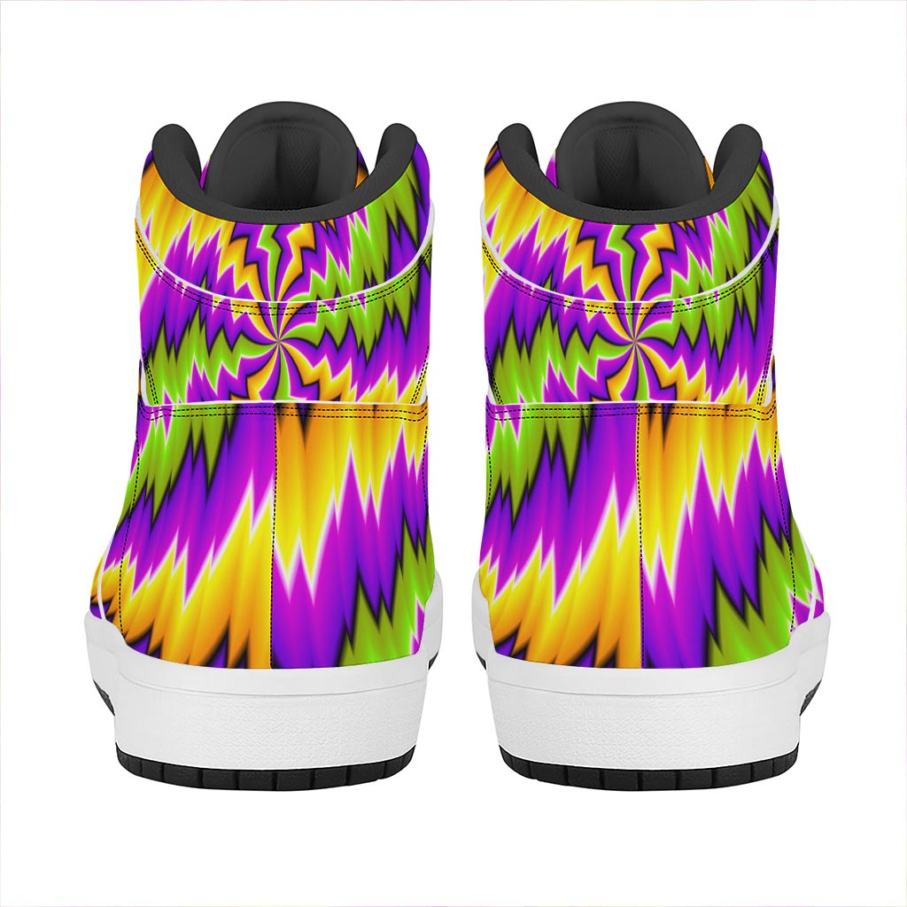 Dizzy Vortex Moving Optical Illusion High Top Leather Sneakers