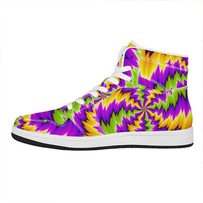 Dizzy Vortex Moving Optical Illusion High Top Leather Sneakers