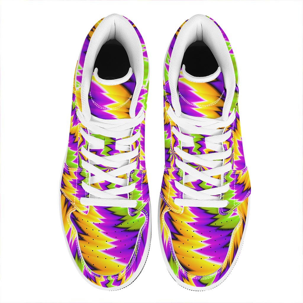 Dizzy Vortex Moving Optical Illusion High Top Leather Sneakers