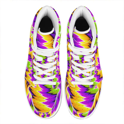 Dizzy Vortex Moving Optical Illusion High Top Leather Sneakers