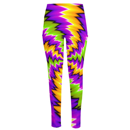 Dizzy Vortex Moving Optical Illusion High-Waisted Pocket Leggings