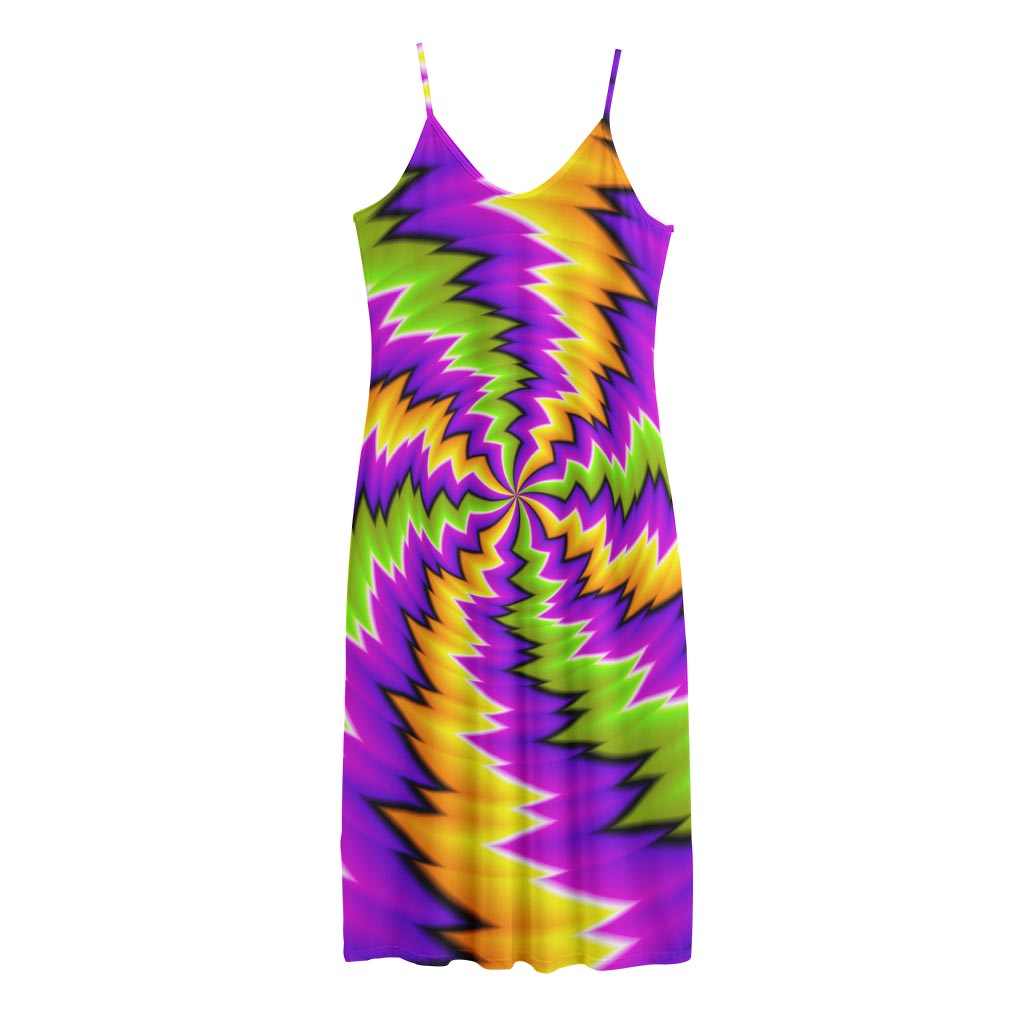 Dizzy Vortex Moving Optical Illusion Jersey Midi Cami Dress
