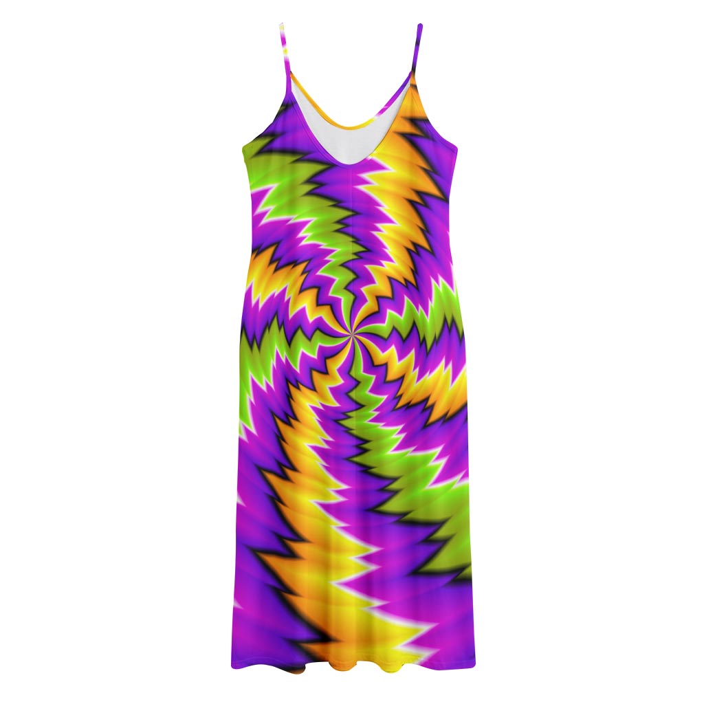 Dizzy Vortex Moving Optical Illusion Jersey Midi Cami Dress