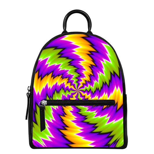 Dizzy Vortex Moving Optical Illusion Leather Backpack