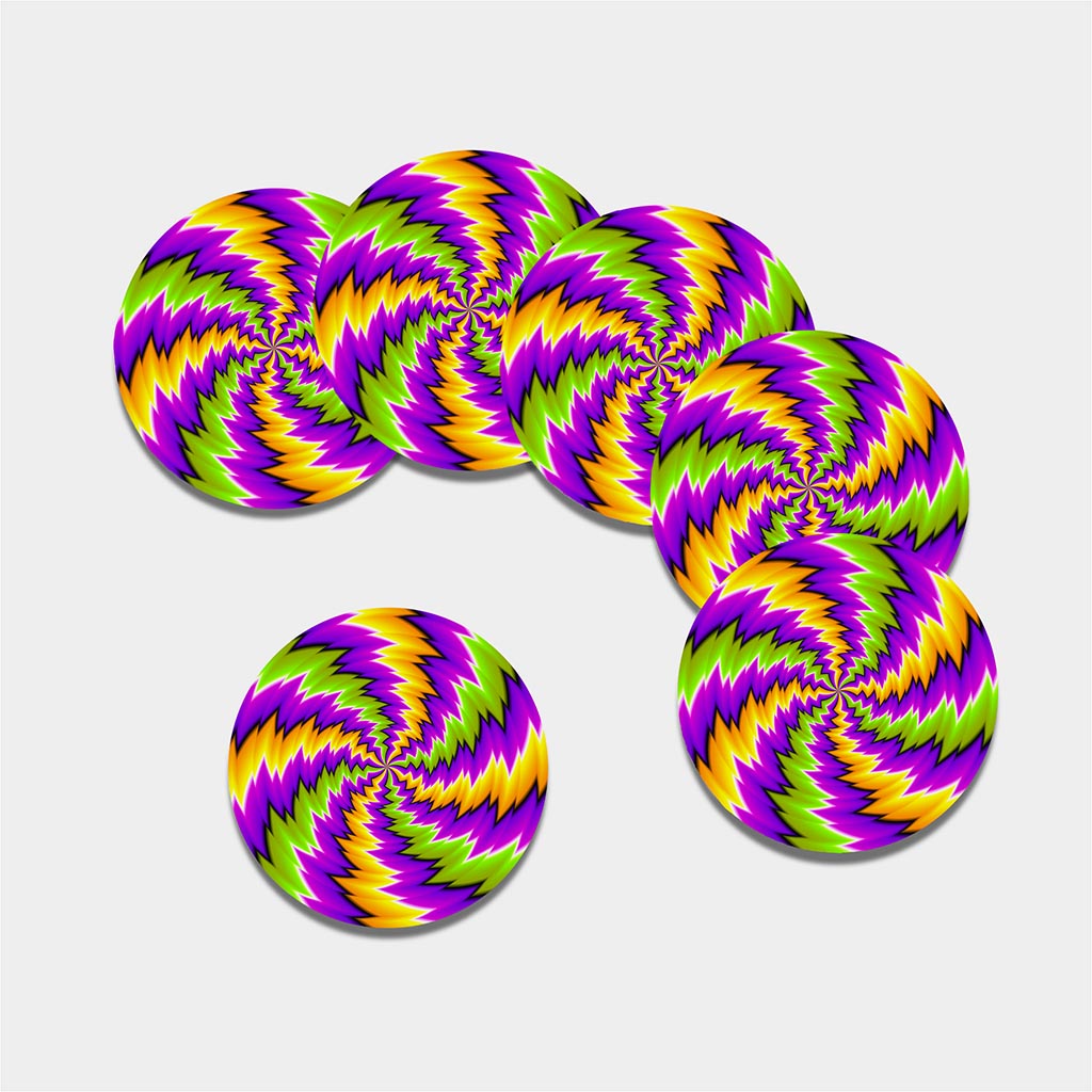 Dizzy Vortex Moving Optical Illusion Leather Coaster Set