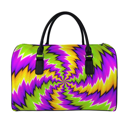 Dizzy Vortex Moving Optical Illusion Leather Duffle Bag