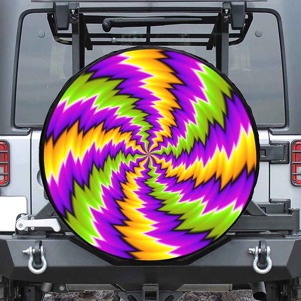 Dizzy Vortex Moving Optical Illusion Leather Spare Tire Cover