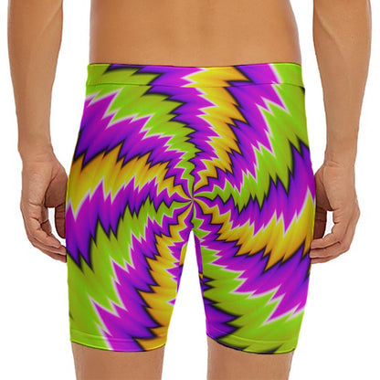 Dizzy Vortex Moving Optical Illusion Men's Long Boxer Briefs