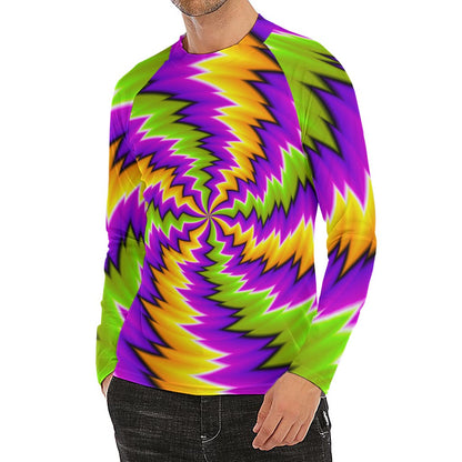 Dizzy Vortex Moving Optical Illusion Men's Long Sleeve Rash Guard