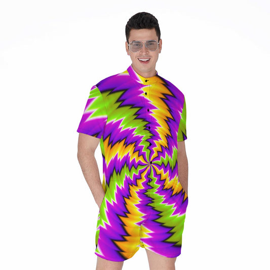 Dizzy Vortex Moving Optical Illusion Men's Rompers