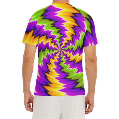 Dizzy Vortex Moving Optical Illusion Men's Short Sleeve Rash Guard