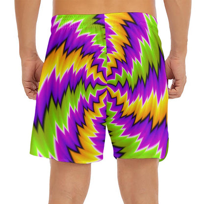 Dizzy Vortex Moving Optical Illusion Men's Split Running Shorts