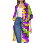 Dizzy Vortex Moving Optical Illusion Open Front Beach Cover Up