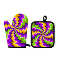 Dizzy Vortex Moving Optical Illusion Oven Mitt And Pot Holder Set