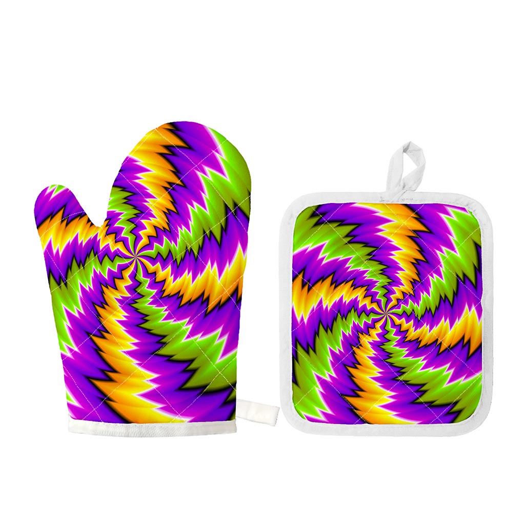 Dizzy Vortex Moving Optical Illusion Oven Mitt And Pot Holder Set