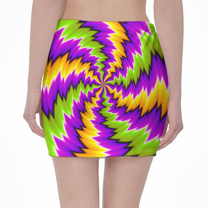 Dizzy Vortex Moving Optical Illusion Pencil Mini Skirt