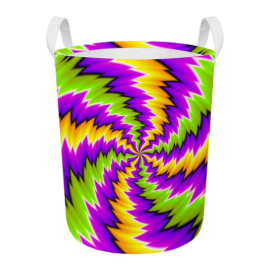 Dizzy Vortex Moving Optical Illusion Round Laundry Basket