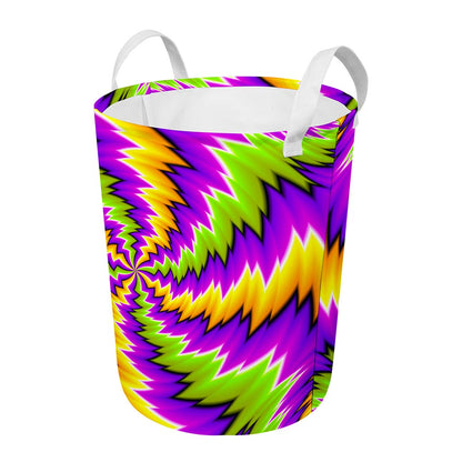 Dizzy Vortex Moving Optical Illusion Round Laundry Basket