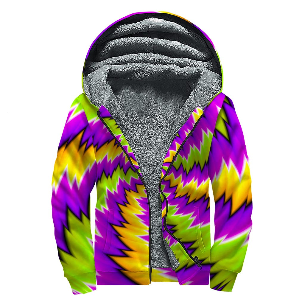 Dizzy Vortex Moving Optical Illusion Sherpa Lined Zip Up Hoodie