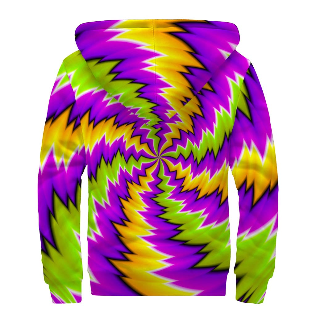 Dizzy Vortex Moving Optical Illusion Sherpa Lined Zip Up Hoodie