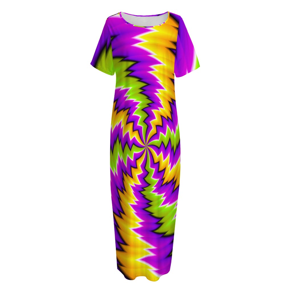 Dizzy Vortex Moving Optical Illusion Short Sleeve Long Nightdress