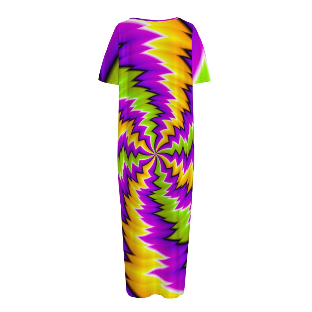 Dizzy Vortex Moving Optical Illusion Short Sleeve Long Nightdress