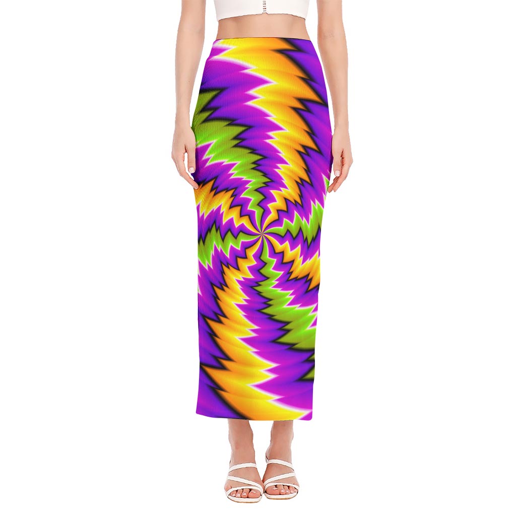 Dizzy Vortex Moving Optical Illusion Side Slit Maxi Skirt
