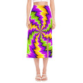 Dizzy Vortex Moving Optical Illusion Side Slit Midi Skirt
