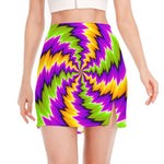 Dizzy Vortex Moving Optical Illusion Side Slit Mini Skirt
