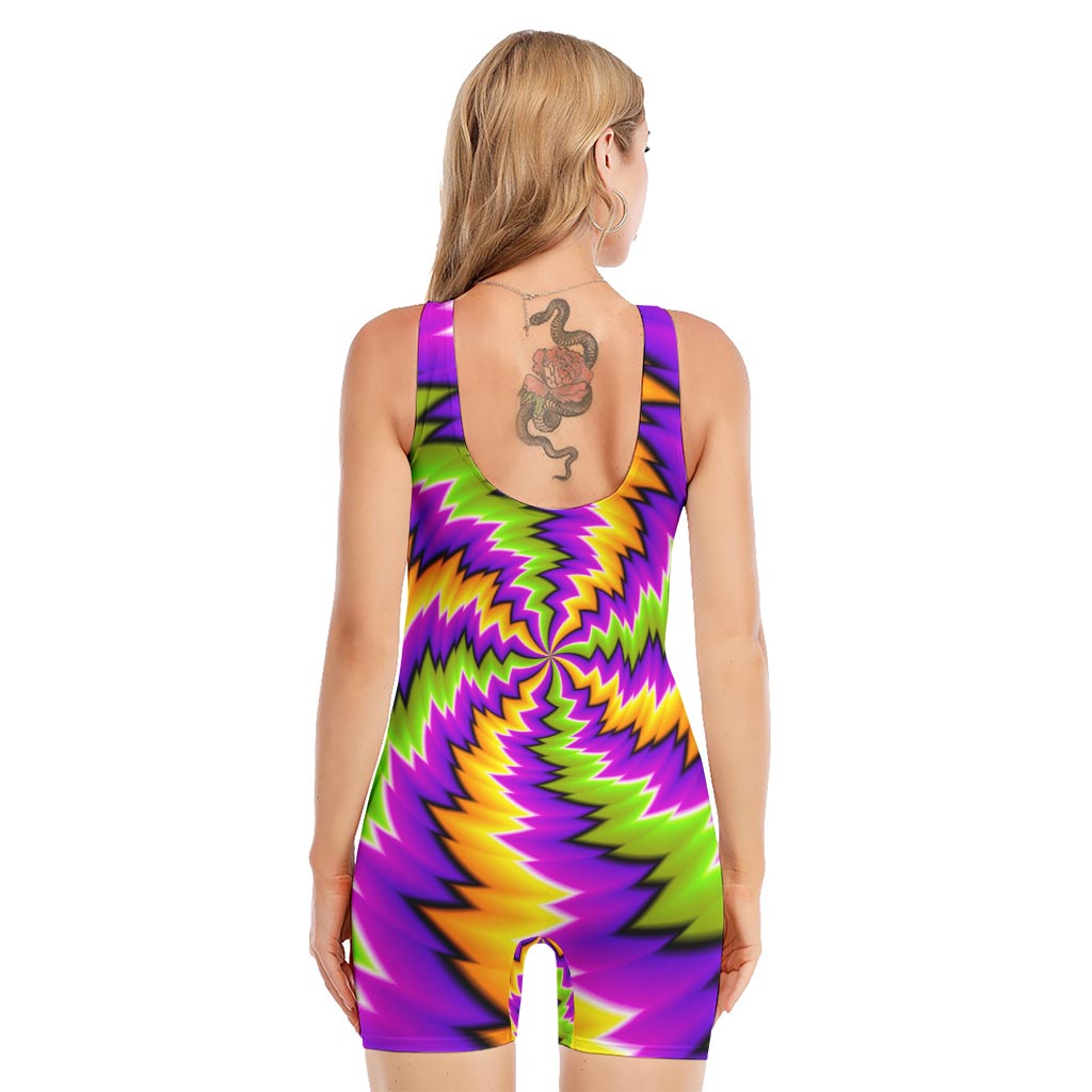 Dizzy Vortex Moving Optical Illusion Sleeveless One Piece Swimsuit