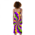 Dizzy Vortex Moving Optical Illusion Slim Fit Midi Cami Dress