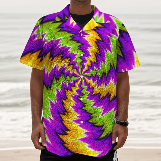 Dizzy Vortex Moving Optical Illusion Textured Short Sleeve Shirt