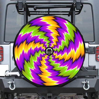 Dizzy Vortex Moving Optical Illusion Tire Cover With Camera Hole