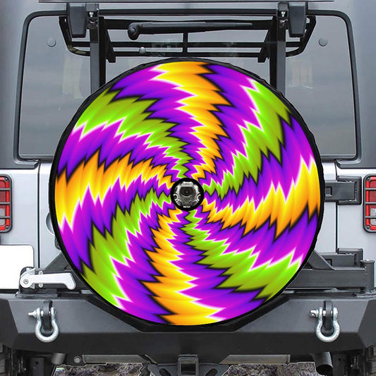 Dizzy Vortex Moving Optical Illusion Tire Cover With Camera Hole