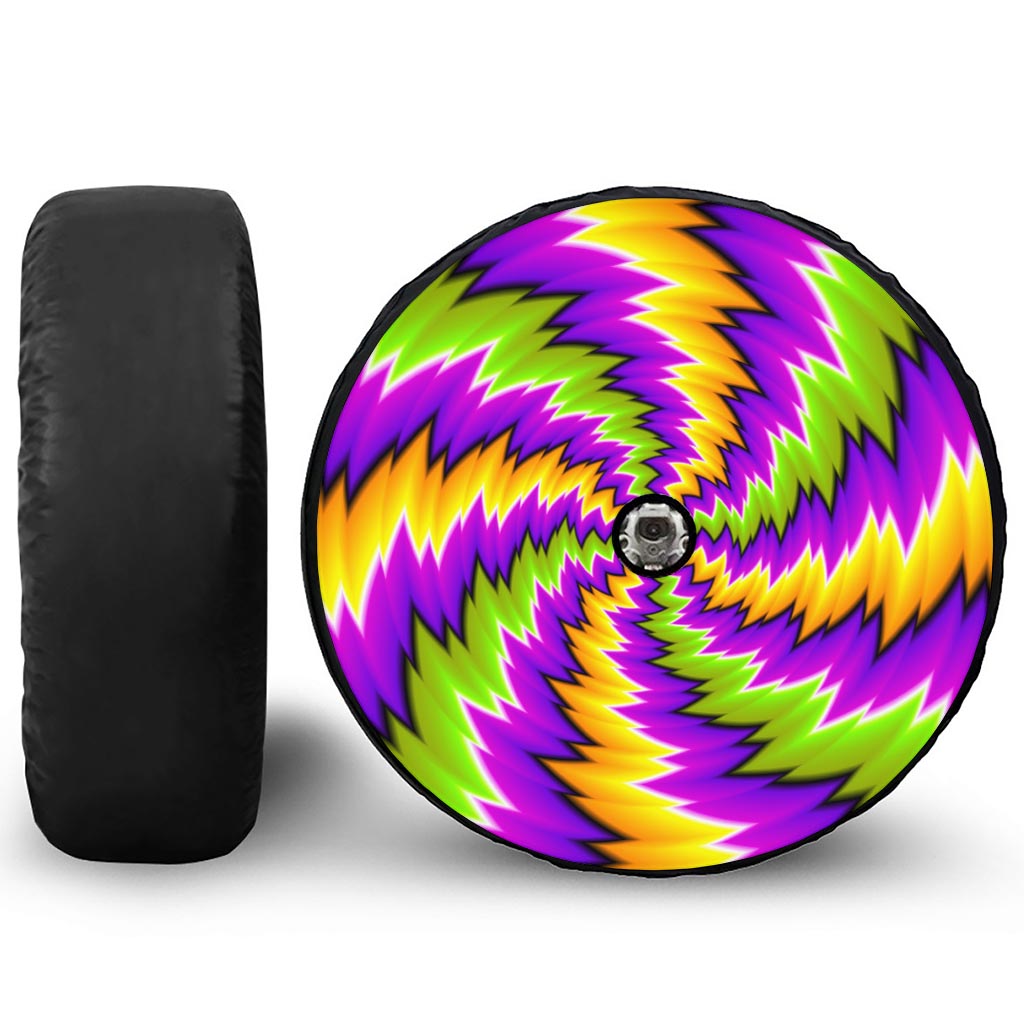 Dizzy Vortex Moving Optical Illusion Tire Cover With Camera Hole