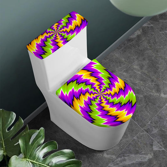 Dizzy Vortex Moving Optical Illusion Toilet Lid And Tank Cover Set