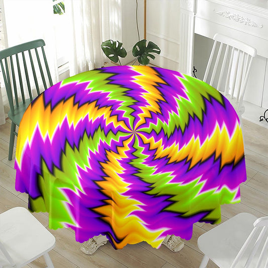 Dizzy Vortex Moving Optical Illusion Waterproof Round Tablecloth