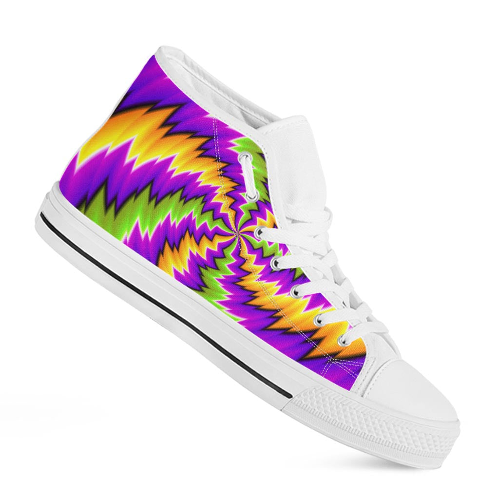Dizzy Vortex Moving Optical Illusion White High Top Sneakers