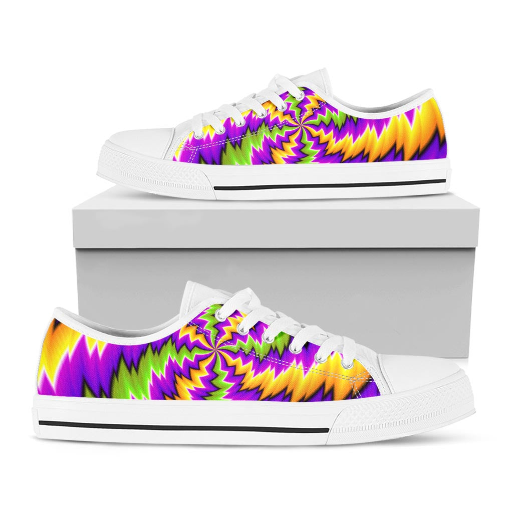 Dizzy Vortex Moving Optical Illusion White Low Top Sneakers
