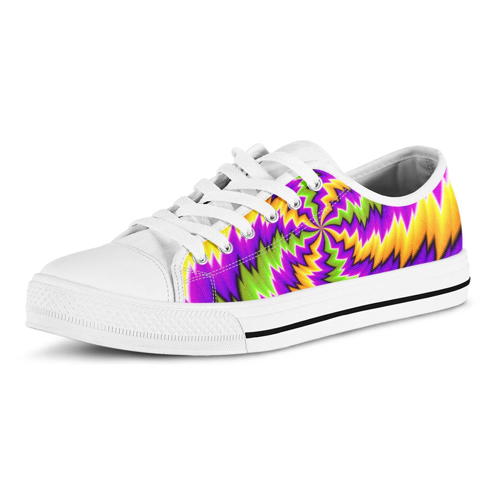 Dizzy Vortex Moving Optical Illusion White Low Top Sneakers
