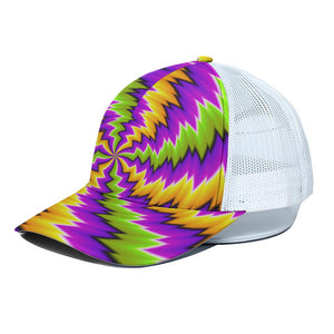 Dizzy Vortex Moving Optical Illusion White Mesh Trucker Cap