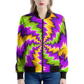 Dizzy Vortex Moving Optical Illusion Women's Bomber Jacket
