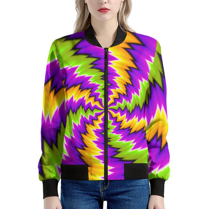 Dizzy Vortex Moving Optical Illusion Women's Bomber Jacket