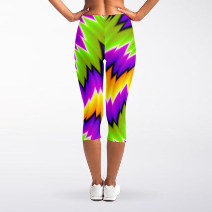 Dizzy Vortex Moving Optical Illusion Women's Capri Leggings